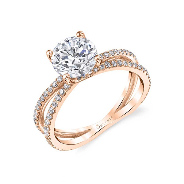 Platinum Pavé Split Shank Diamond Engagement Ring